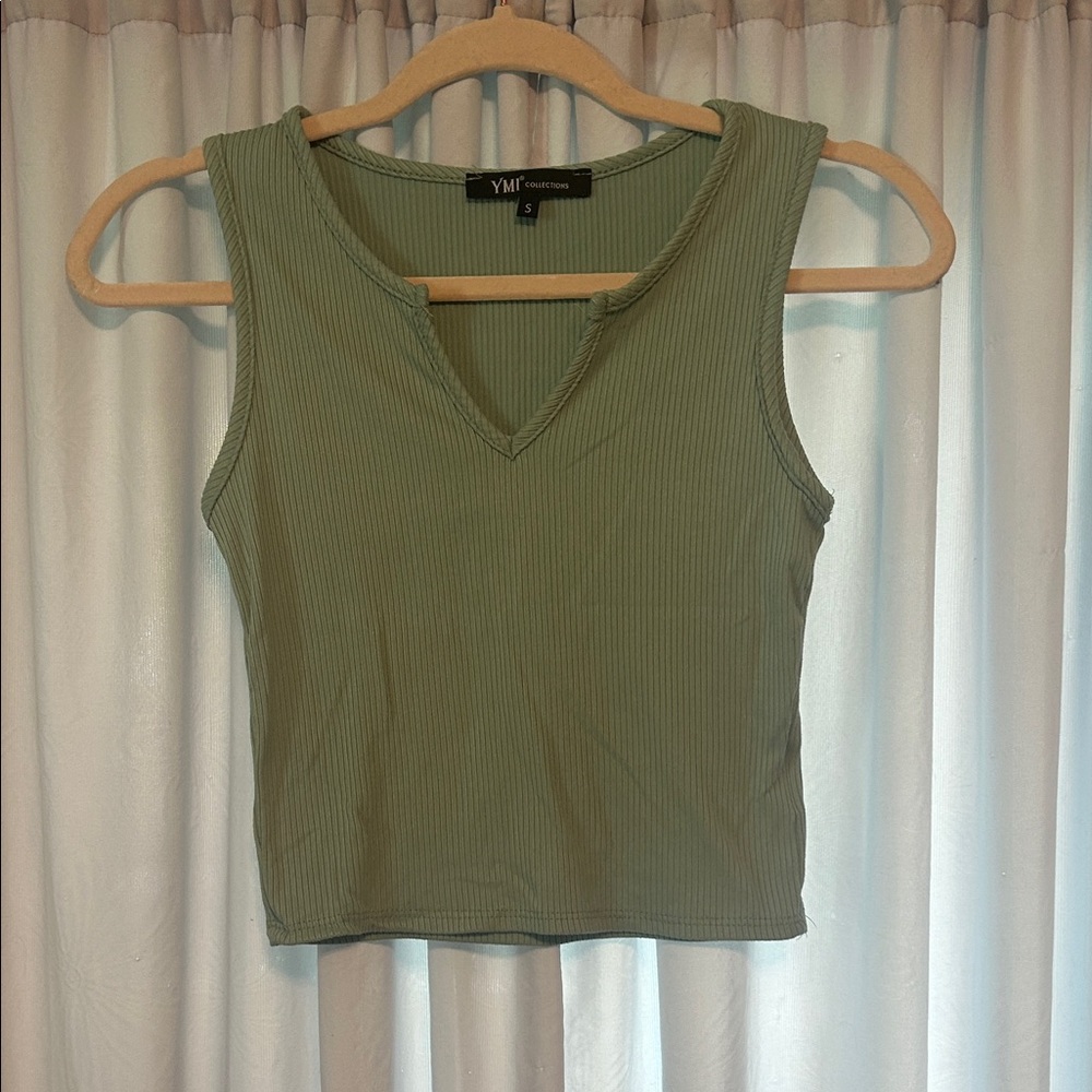 YMI Sage Green Ribbed Tank Top